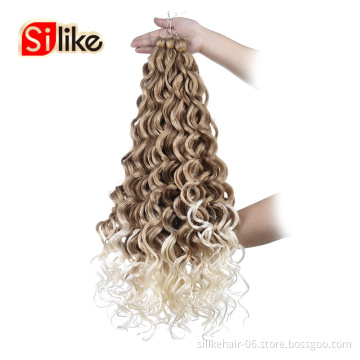 Hot Sell 24 inch Ombre Gray Blonde Pink Afro Curl Water Wave Braids Ocean Wave Curly Synthetic Crochet Braiding Hair Extension